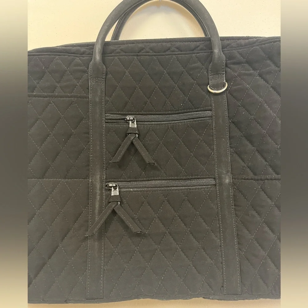 Vera Bradley Quilted Black Laptop Bag Organizer Business Casual Professional